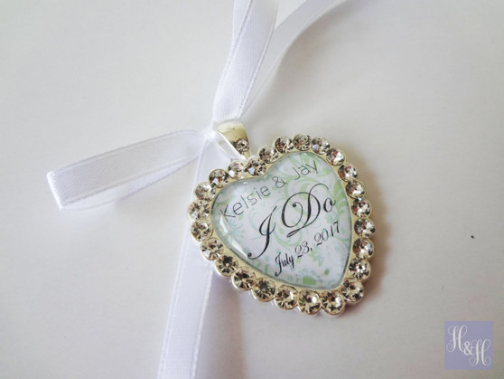 Bouquet Charm (Heart) w/ Rhinestones- Misela Design