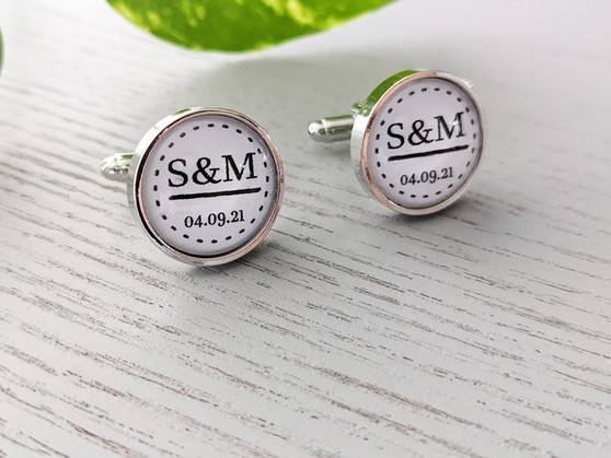 Personalised Initial Cuff Links - Stainless Steel - Adam Design
