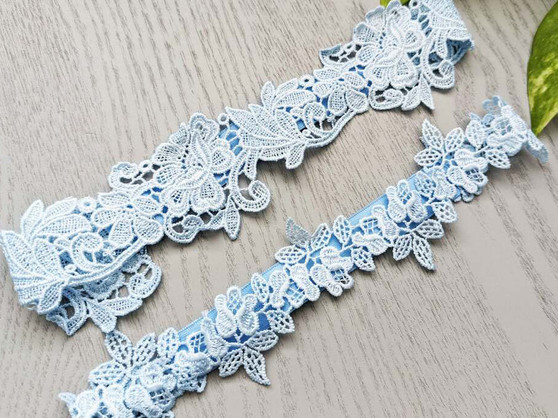  Elegant Baby Blue garter set - Britney Design