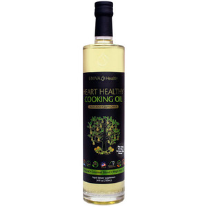 Eniva Heart Healthy Cooking Oil 24 oz, Omega 9 Cooking Oil, Premium blend of hexane-free, pure-pressed avocado and safflower oils, with a clean, delicate Omega 9 oil flavor that doesn't interfere with the flavor of food. Super Omega 9 Premium Cooking Oil is the gourmet "Queen of Cooking Oils" exquisitely blended for taste and health. It is loaded with stable omega fatty acids that contribute to good health, similar to olive oil, so prominent in the healthy Mediterranean diet, without the taste of olive oil. The healthy fatty acids in this product promote heart health, support healthy cholesterol, and aid in improving lipid profiles, brain function, and hormonal balance. Product ID 13502 Eniva Heart Healthy Cooking Oil 24 oz, Omega 9 Cooking Oil, Premium blend of hexane-free, pure-pressed avocado and safflower oils, with a clean, delicate Omega 9 oil flavor that doesn't interfere with the flavor of food. Super Omega 9 Premium Cooking Oil is the gourmet "Queen of Cooking Oils" exquisitely blended for taste and health. It is loaded with stable omega fatty acids that contribute to good health, similar to olive oil, so prominent in the healthy Mediterranean diet, without the taste of olive oil. The healthy fatty acids in this product promote heart health, support healthy cholesterol, and aid in improving lipid profiles, brain function, and hormonal balance. Product ID 13502