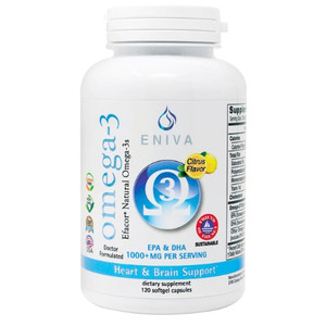 Eniva EFACOR Natural Omega 3 EPA DHA supplement, 120 softgels, high-dose EPA and DHA, highly purified fish oil, free of environmental contaminants, Concentrated EPA and DHA, support cardiovascular health, neurologic health and mood, immune and joint health, vision and ocular health, healthy weight, healthy skin,* Product ID # 13511