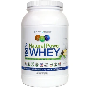 Eniva Natural Power 100% Whey Protein, 38 Servings, Soy Free, Gluten Free, Isolate Primary Source, Whey Concentrate, Hydrolyzed Whey Peptides, 38 servings, 25 grams protein per serving, Vanilla Flavor, Hormone Free, Antibiotic Free, 99% Lactose Free, No Gluten, Non-GMO, Product ID 7301B