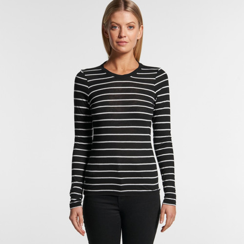 Ascolour Wo's Fine Stripe L/S Tee - 4027 Front 