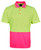 Hi Vis Non Cuff Traditional Polo 6HVNC. Front view. Lime/Pink.