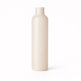 8 oz Natural PET Cosmo Round Bottle with Black Ribbed Cap