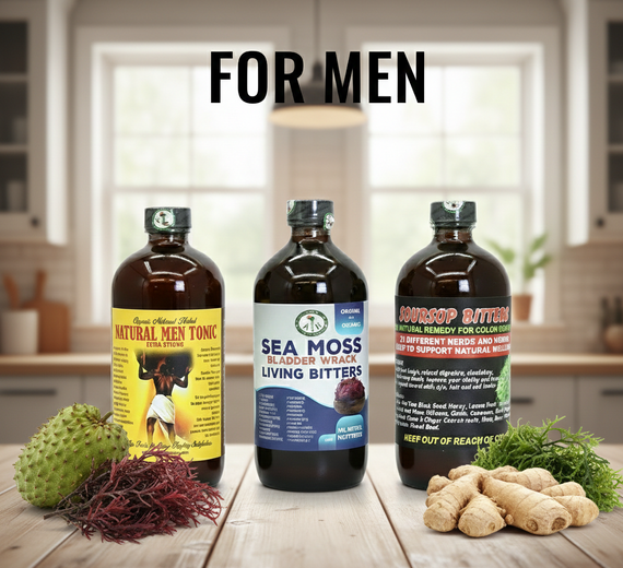 Natural Men Tonic, Soursop Bitters , Sea Moss Bladder Wrack Living Bitters 16 OZ. (Pack Of 3)