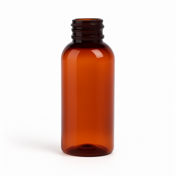 1 oz Amber PET Cosmo Round Bottle (20-410)