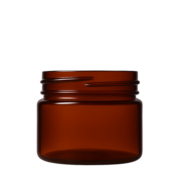 1 oz Amber PET Jar with Black Screw-On Lid – 38/400 Neck