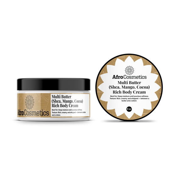 Multi Butter (Shea, Mango, Cocoa) – Rich body cream or Body Cream Soufflé (8 oz)