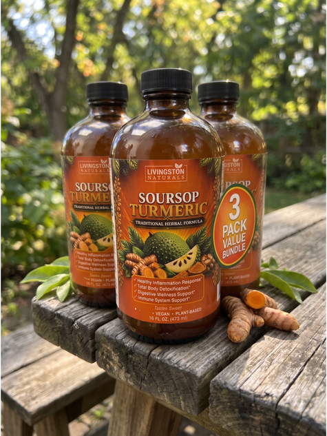Soursop &Turmeric by Livingston Natural 16 oz Bottle (Pack of 3)