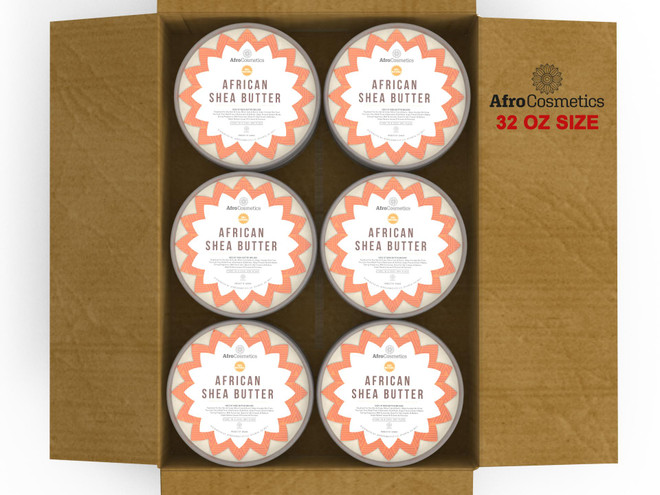 African Shea Butter Box – 6 x 32 oz (Unrefined Natural Moisturizer)