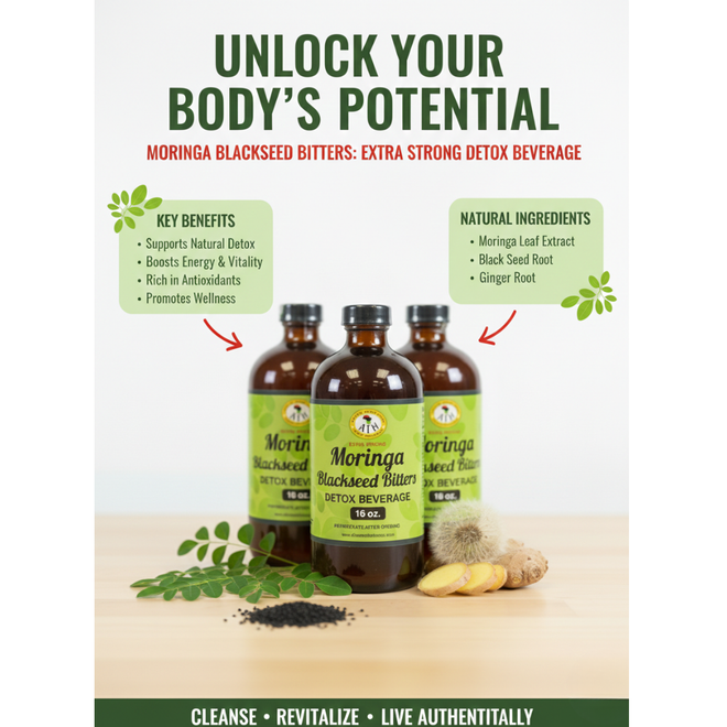 Moringa Blackseed Bitters (Pack of 3) 16 oz bottle