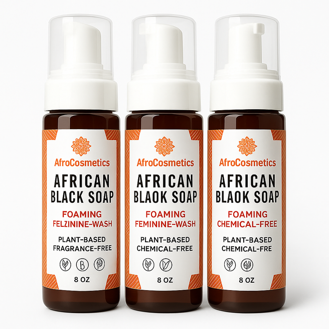 African Black Soap Foaming Feminine Wash – 8oz  (Wholesale & Private Label)