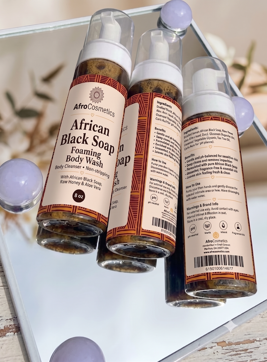 African Black Soap Foaming Liquid Wash– 8oz (Wholesale & Private Label)