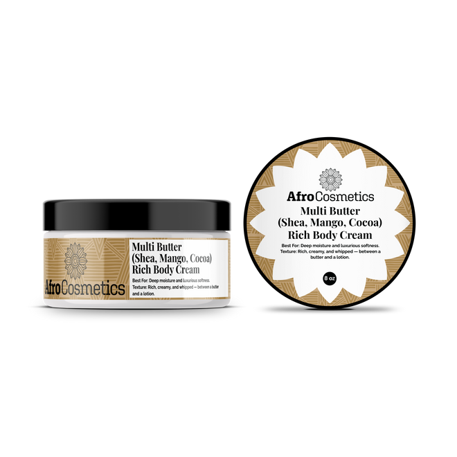 Multi Butter (Shea, Mango, Cocoa) – Rich body cream or Body Cream Soufflé (8 oz)