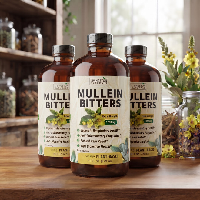Mullein Bitters by Livingston Natural 16 oz Bottle (Pack of 3)