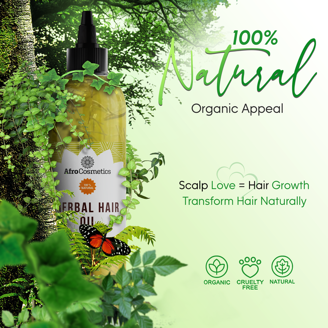 Herbal Hair Growth Oil with Chebe & Black Castor Oil