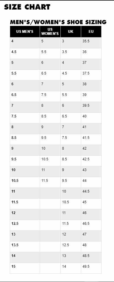 black diamond shoe sizing