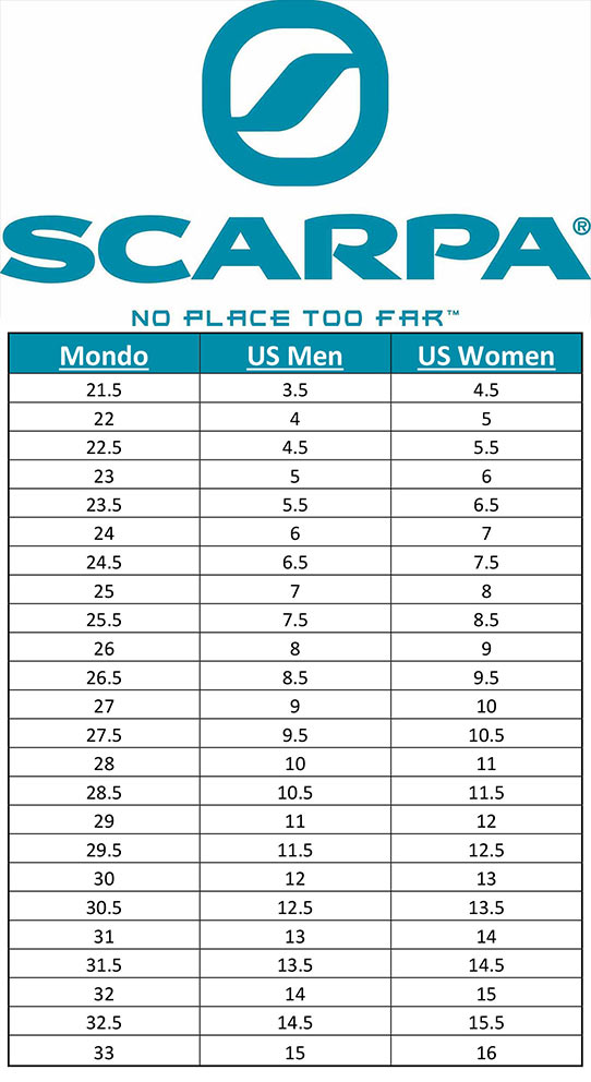 Scarpa Boot Size Conversion Chart