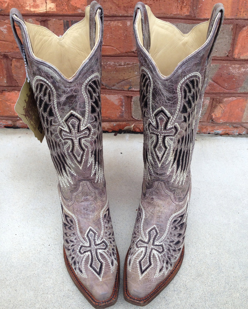 Corral Brown Black Wing and Cross Boots A1241