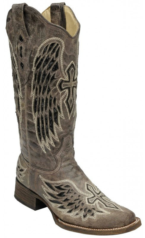 Stivali In Pelle Con Gambale Ampio E Punta Quadrata - Caf&egrave;Noir