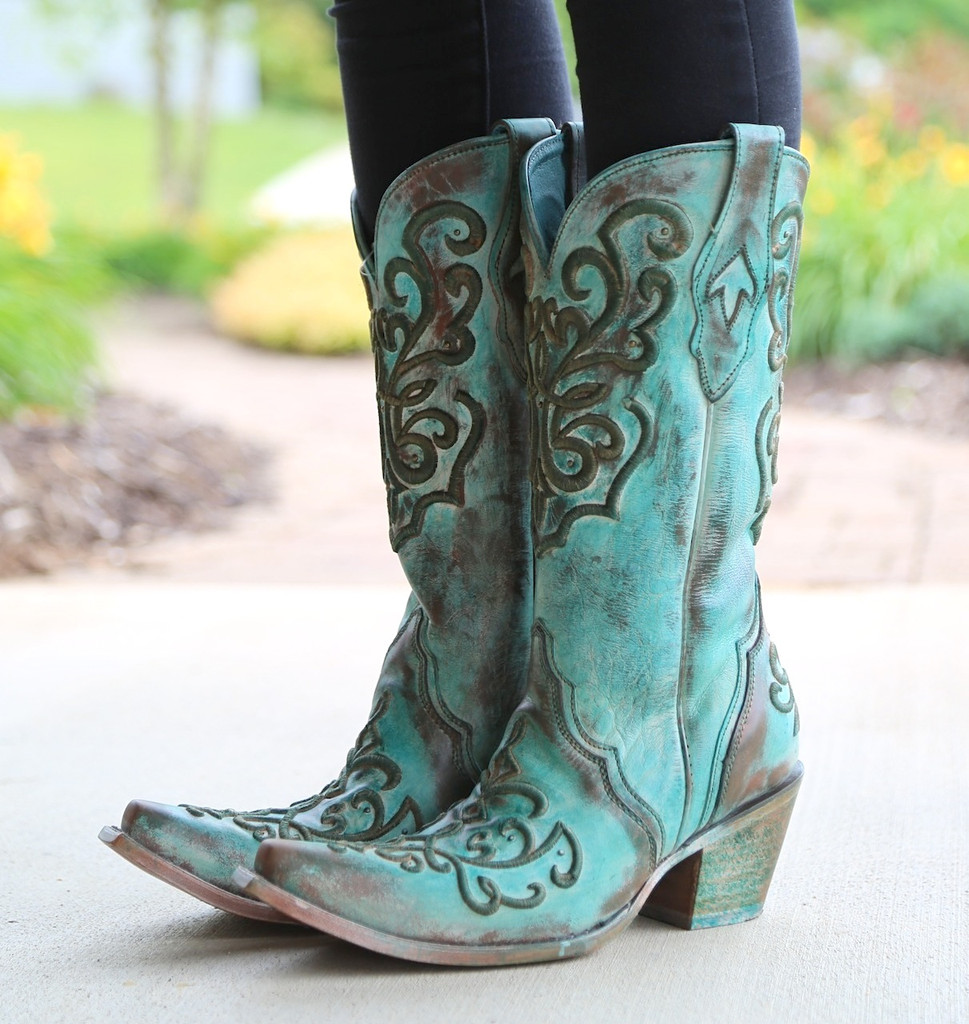 Corral Tan Turquoise Cord Stitch C2990 | Corral Boots C2990