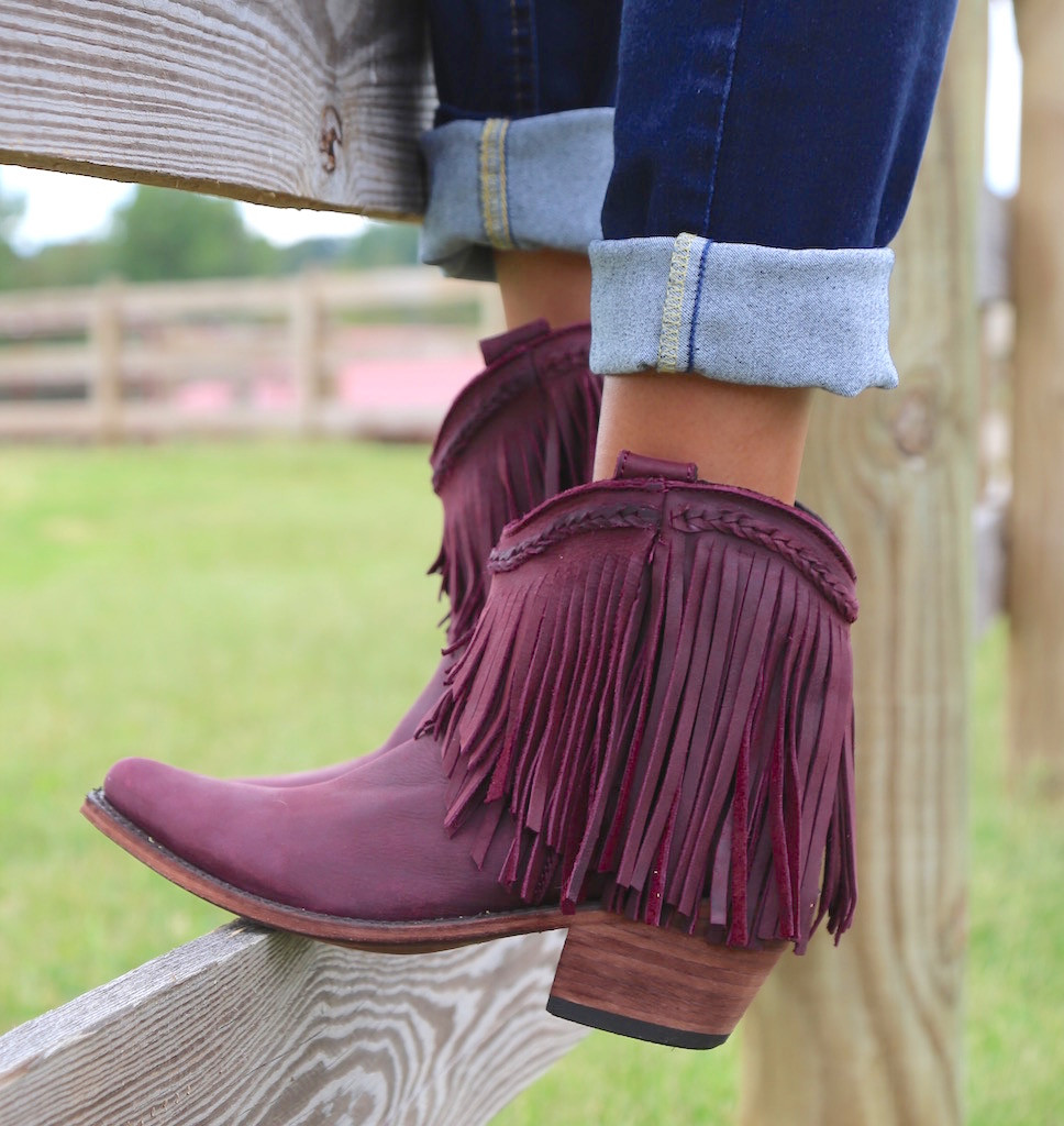 Liberty Black Short Fringe Boots Tinto LB71129