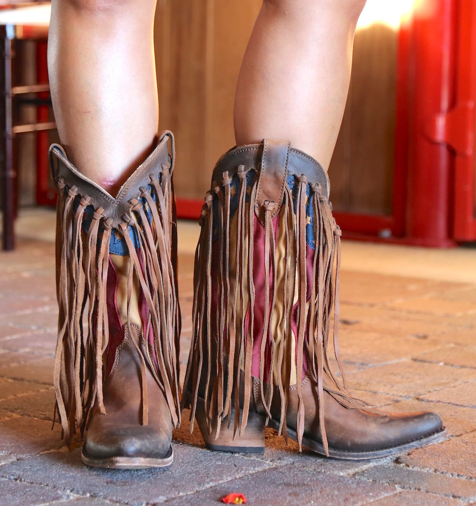 Liberty Black Fringe American Flag Boot Faggio LB712937