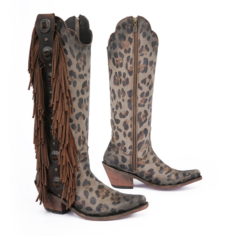 Liberty Black Tall Fringe Concho Chita T Moro LB712953 Boots