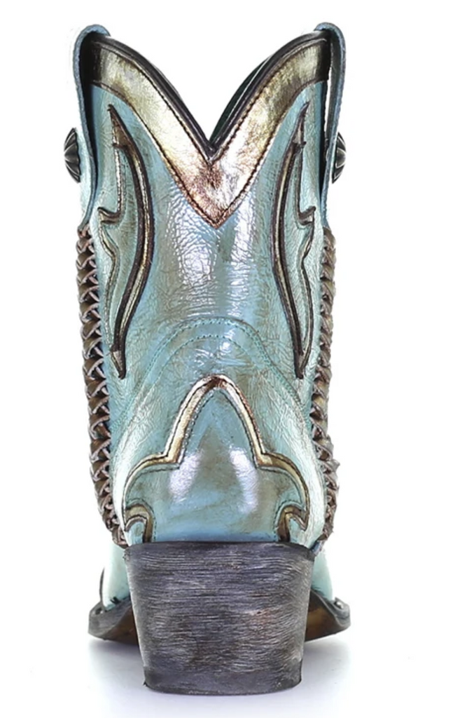 Corral Turquoise Gold Woven Ankle Boot Z0120