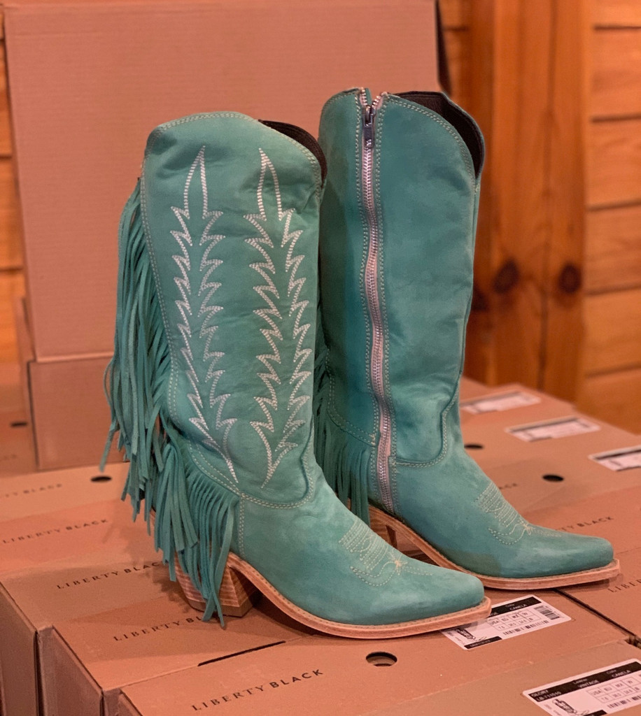 Liberty Black Fringe Benefits Boot Nobuck Turquoise LB713422