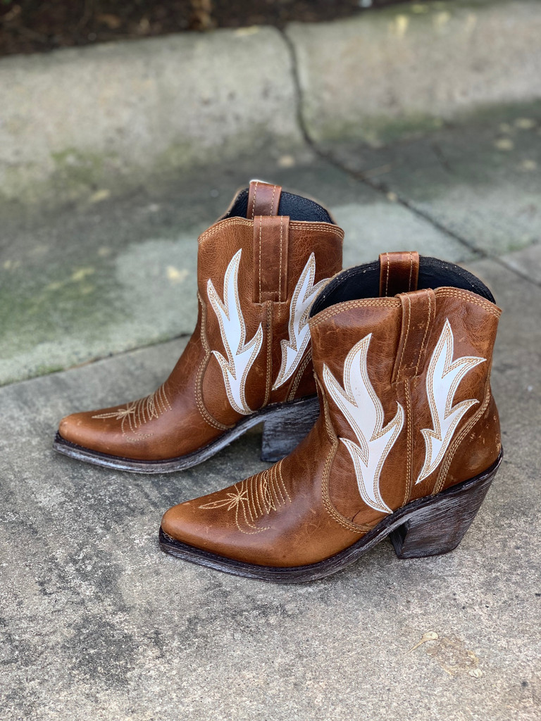 Liberty Black Aretha Mossil Leather Tan Wide Calf Boots