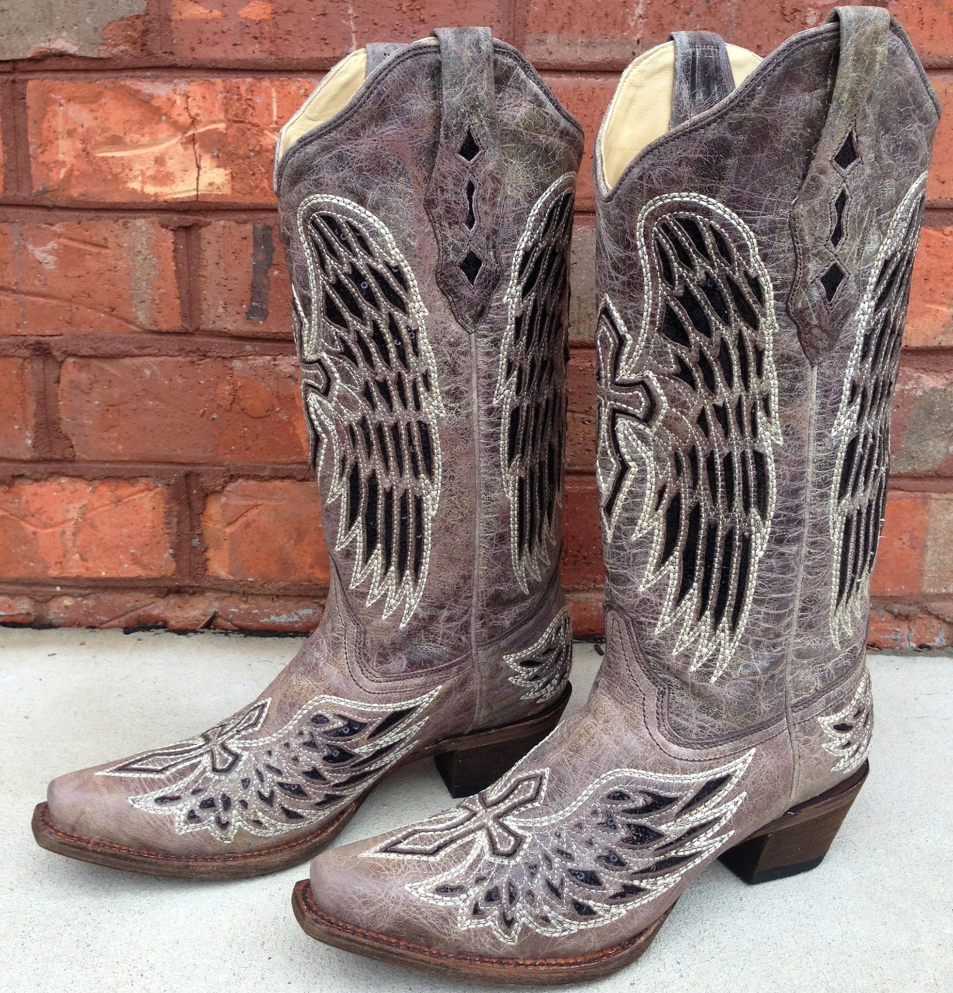 cowboy boots with cross and angel wings