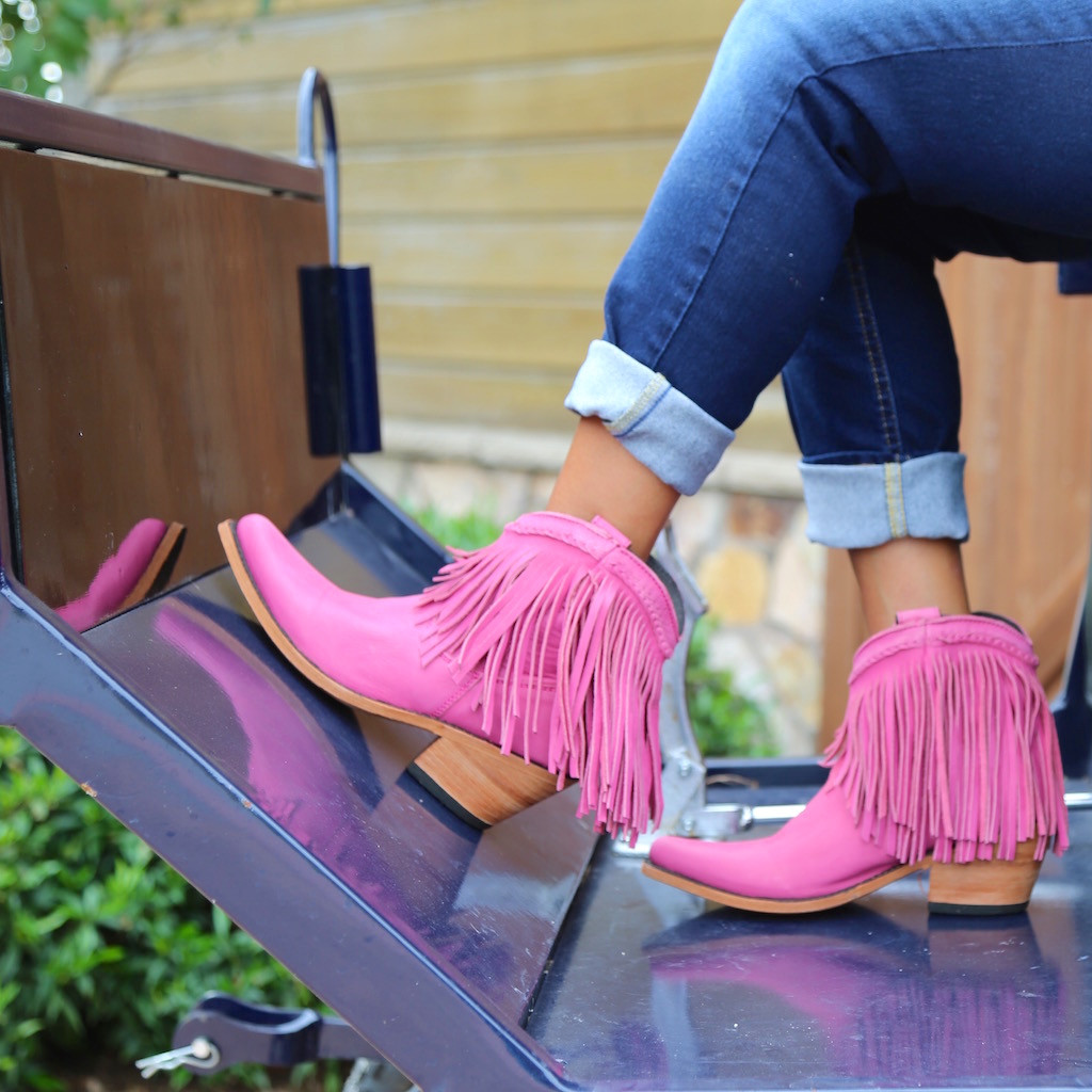 Liberty Black Short Fringe Boots 