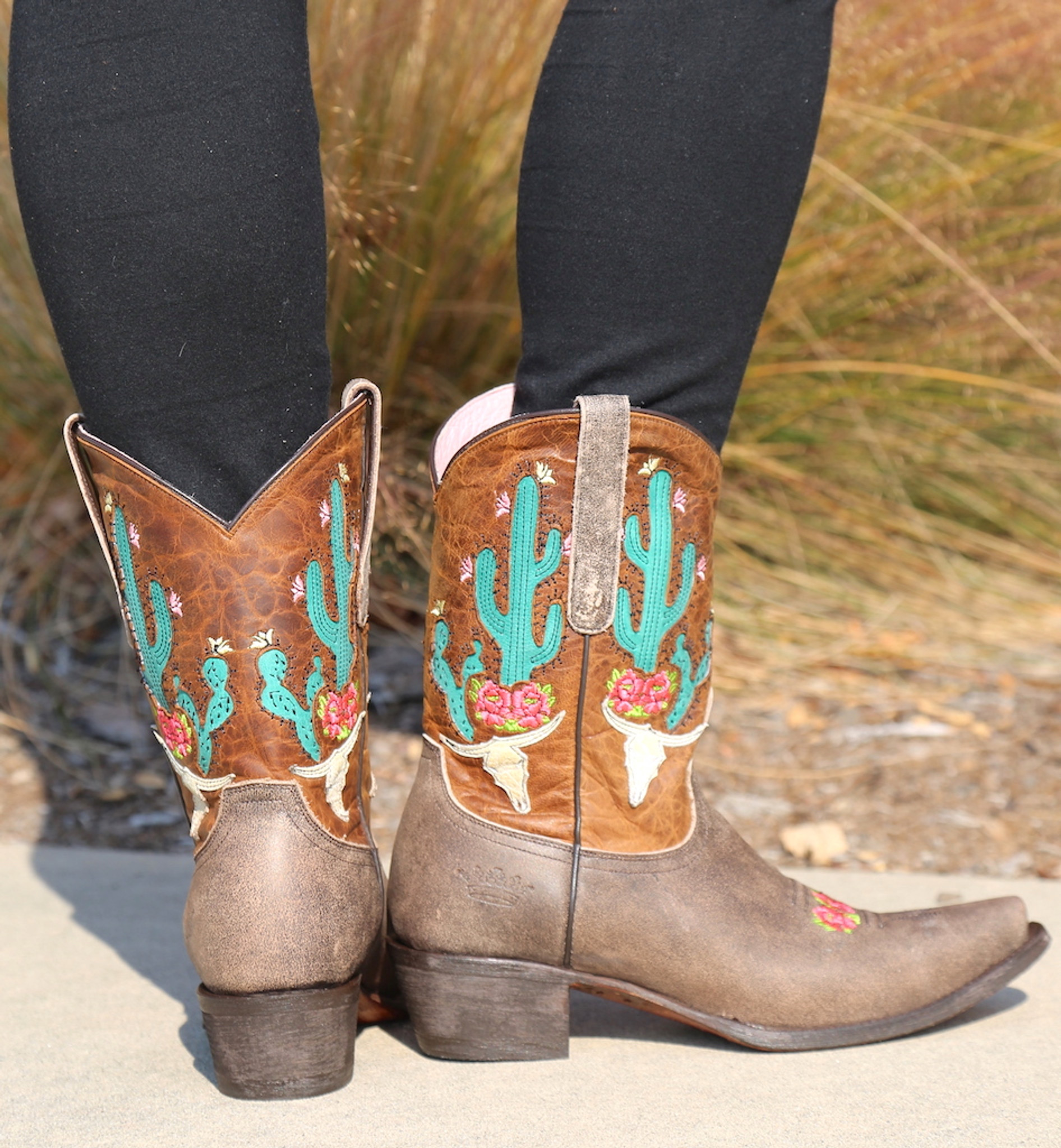 rose and caramel tan boots