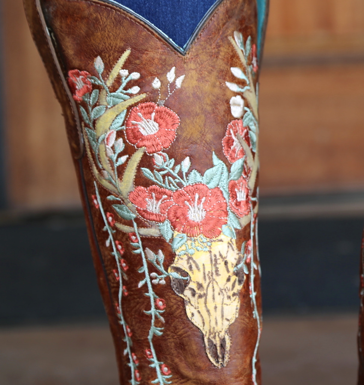 corral boots deer skull