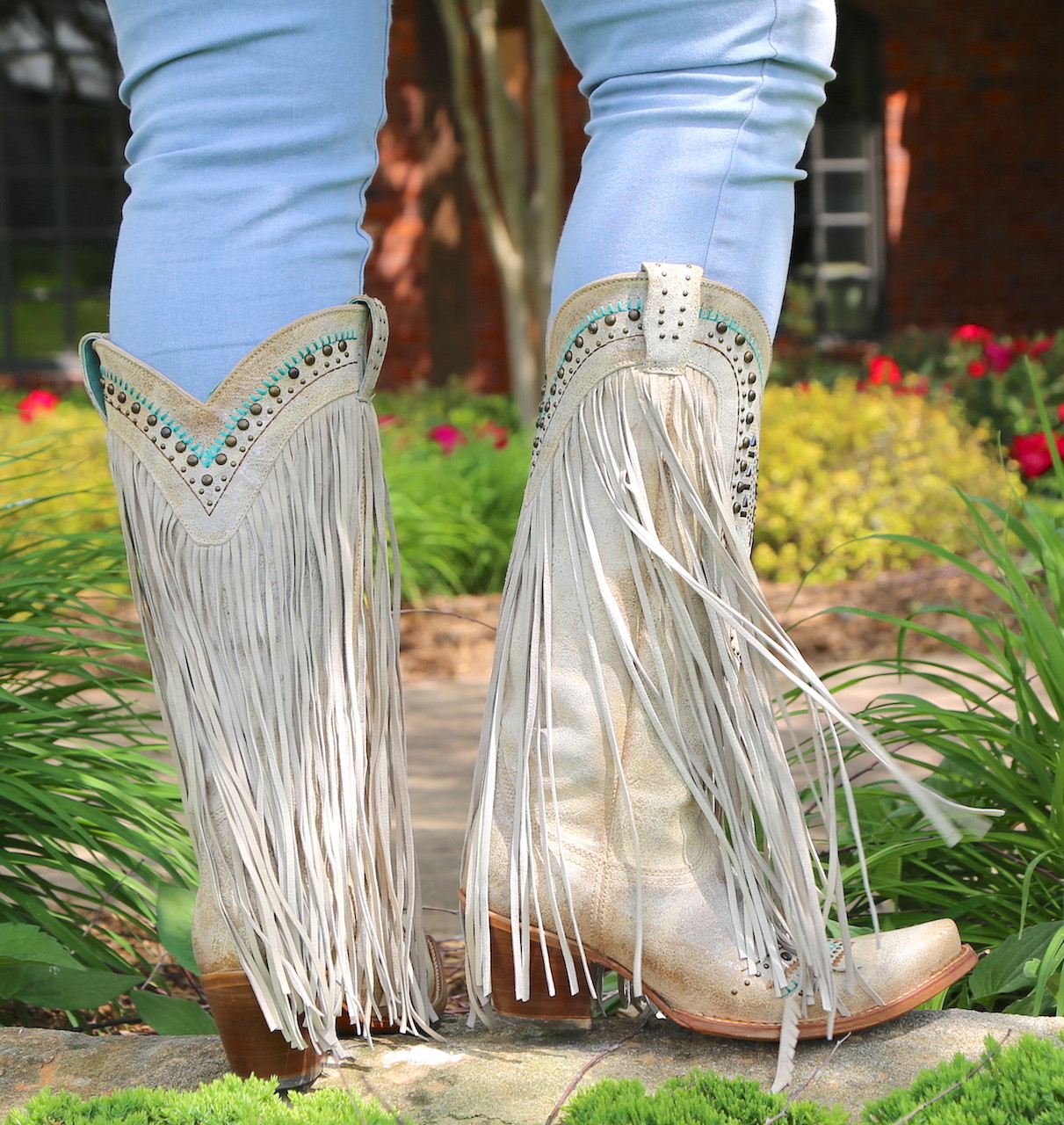 Corral Bone Swarovski Pattern Fringe C3424