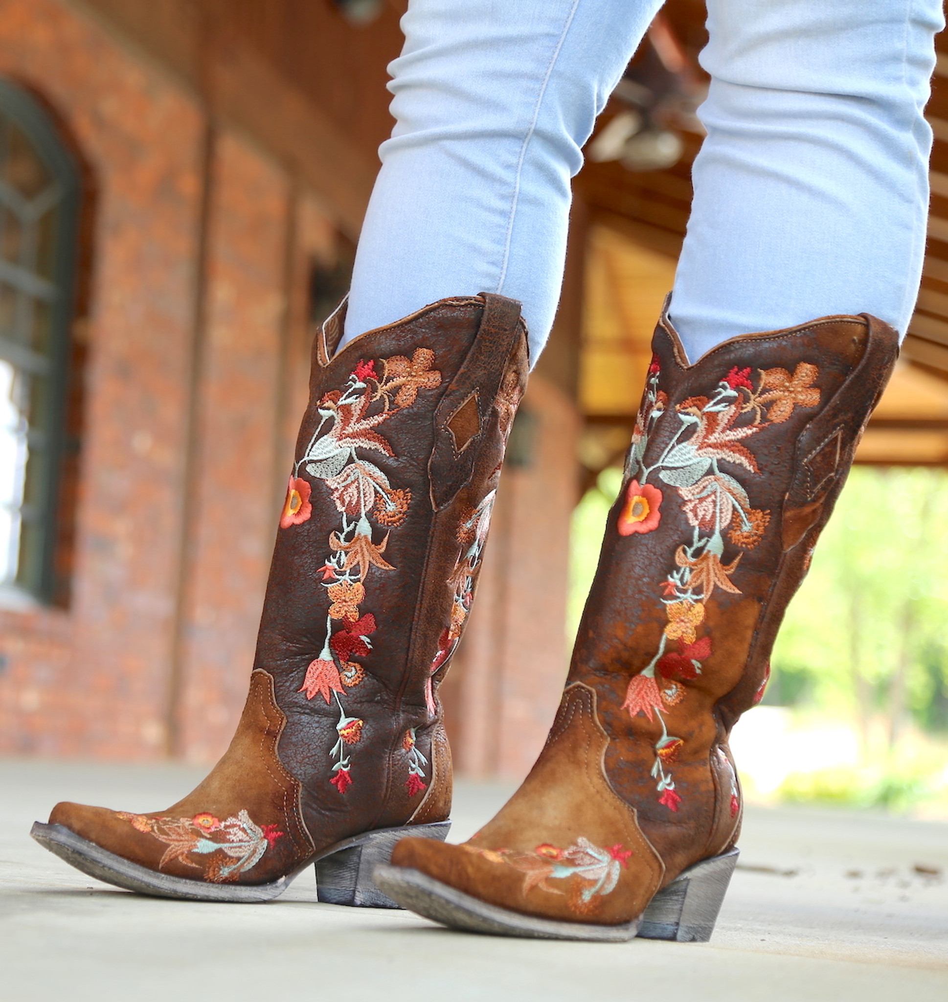 corral boots with flowers