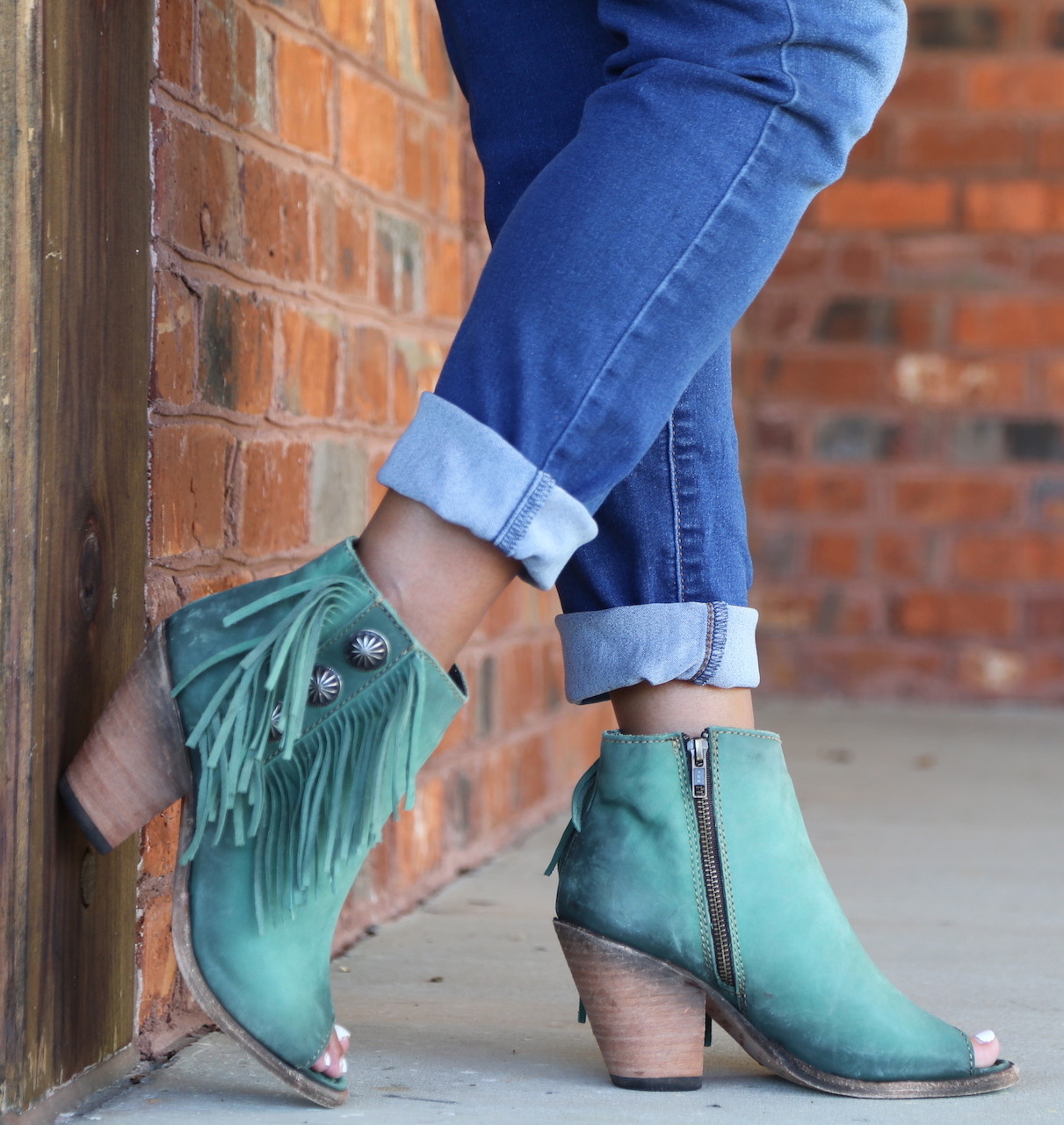 fringe peep toe booties