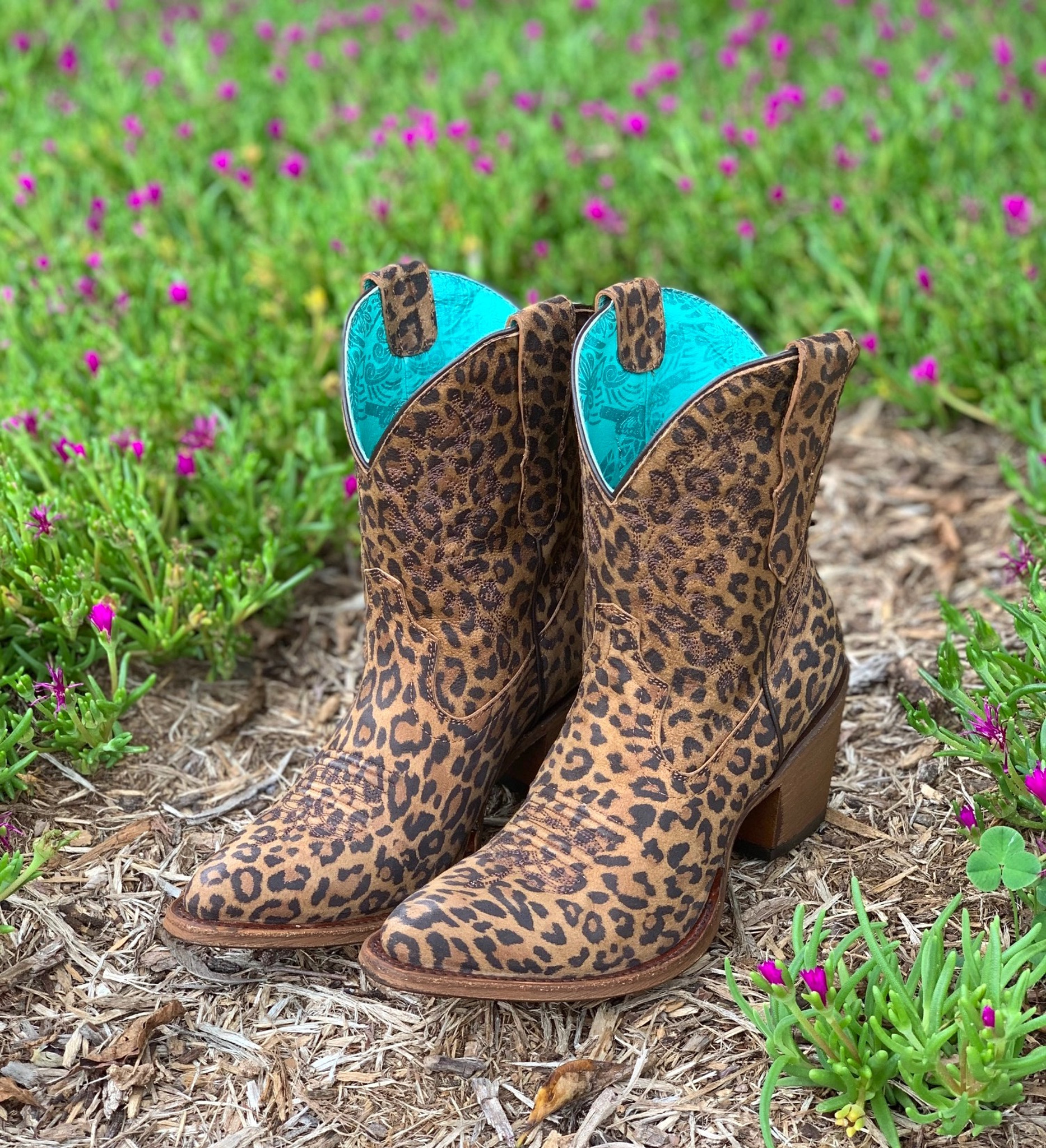 Corral Leopard Print Embroidery Ankle Boot E1650