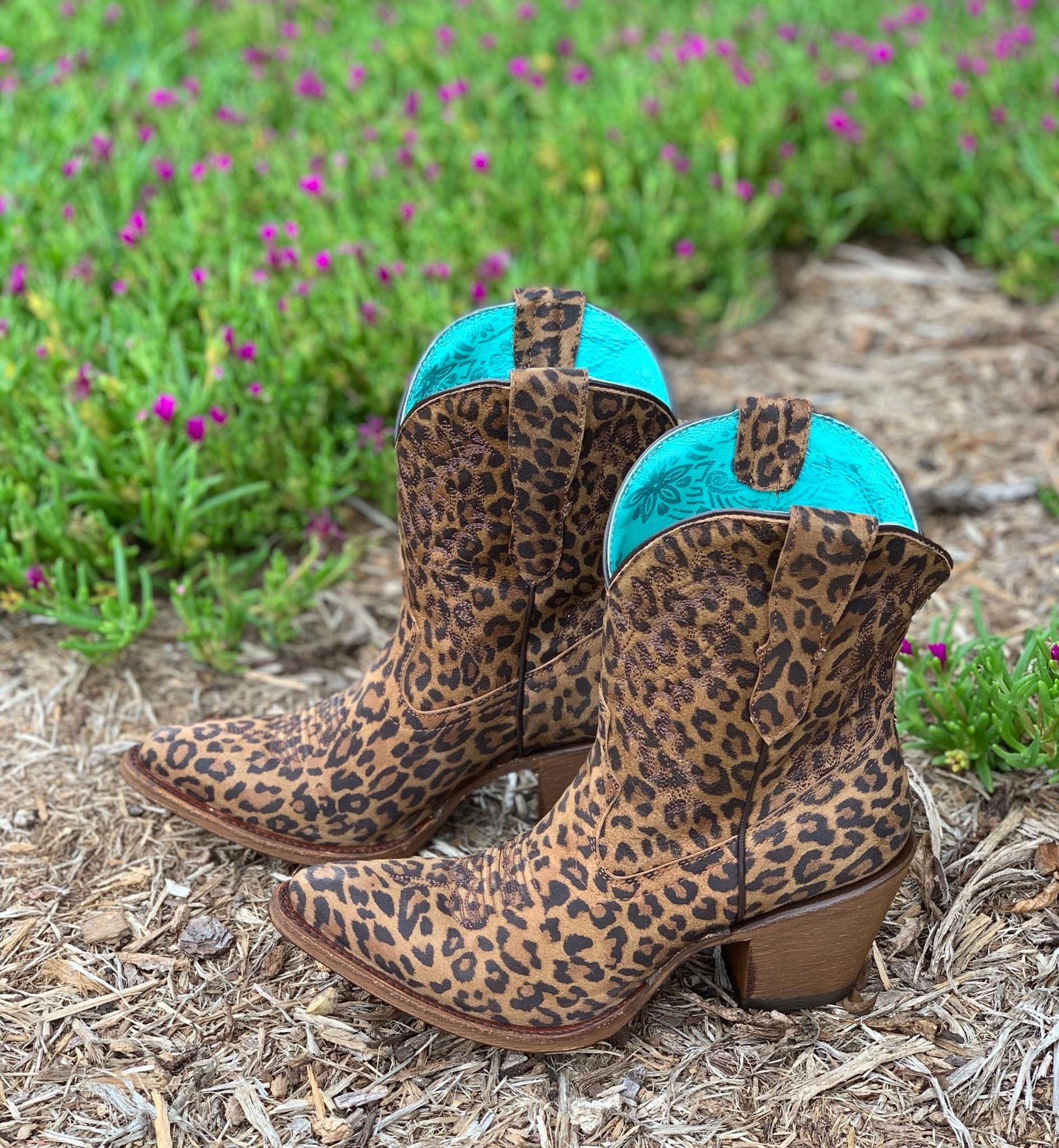 Corral Leopard Print Embroidery Ankle Boot E1650