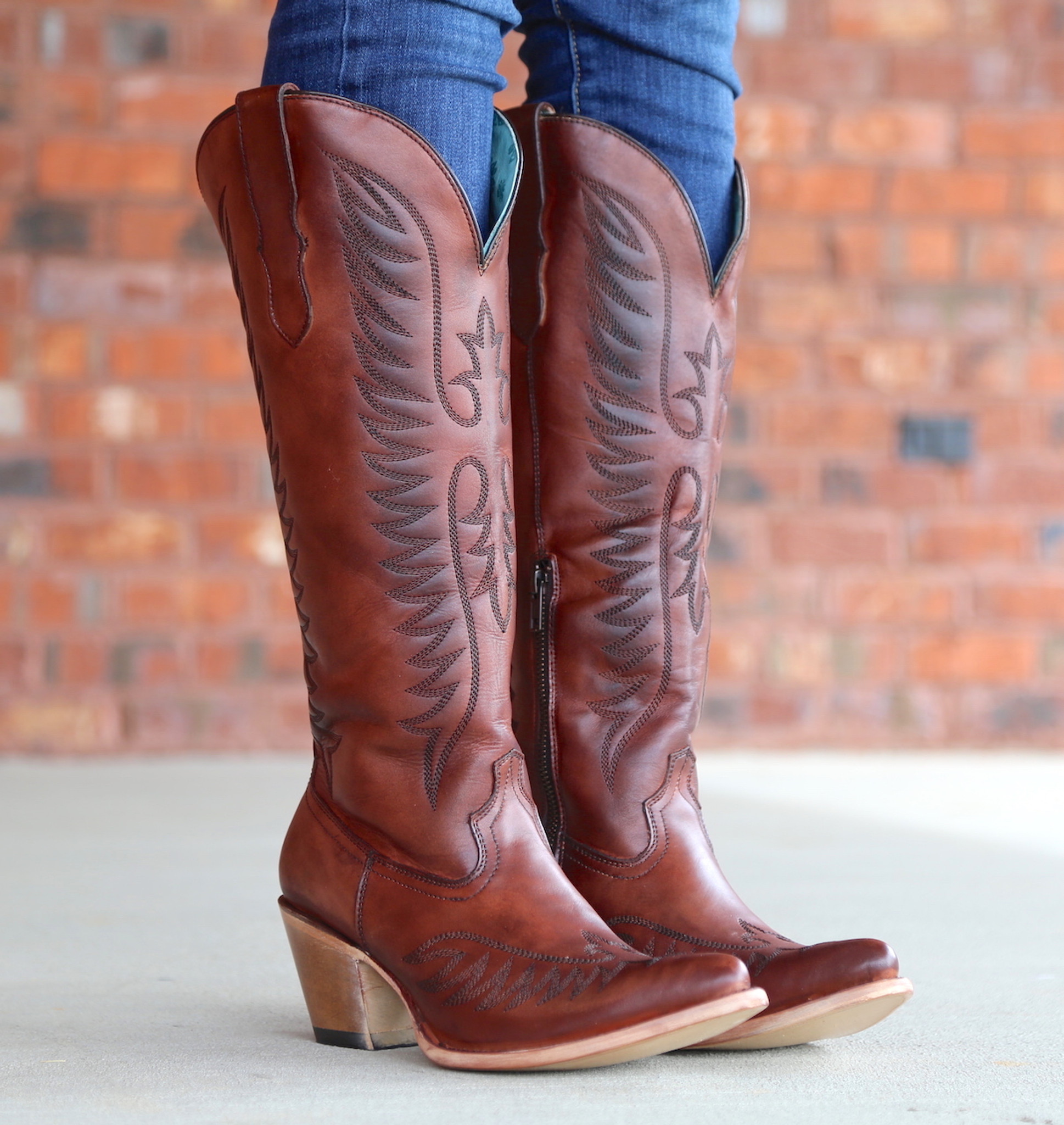 Corral cognac embroidered bootie clearance