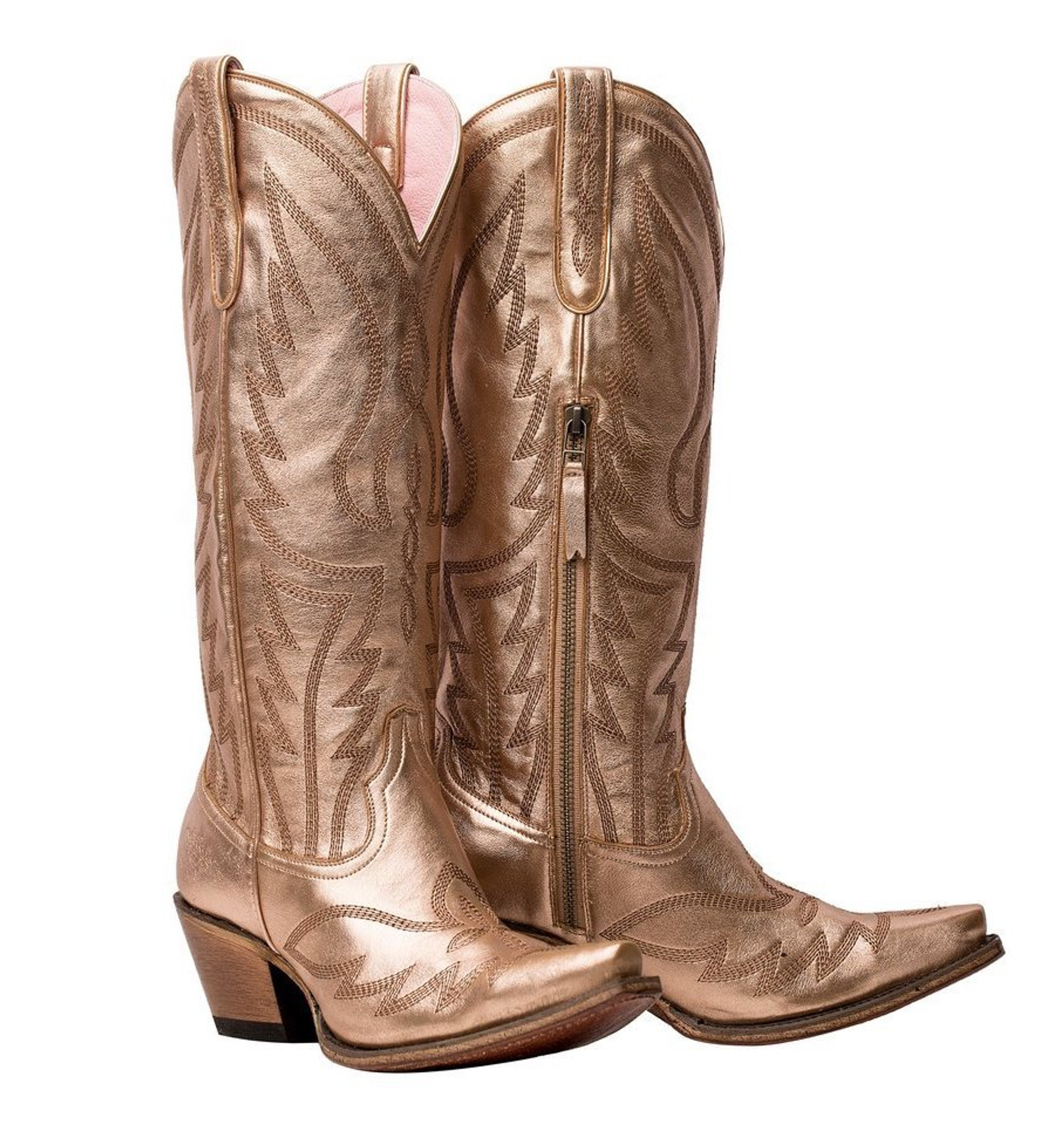 rose gold metallic boots