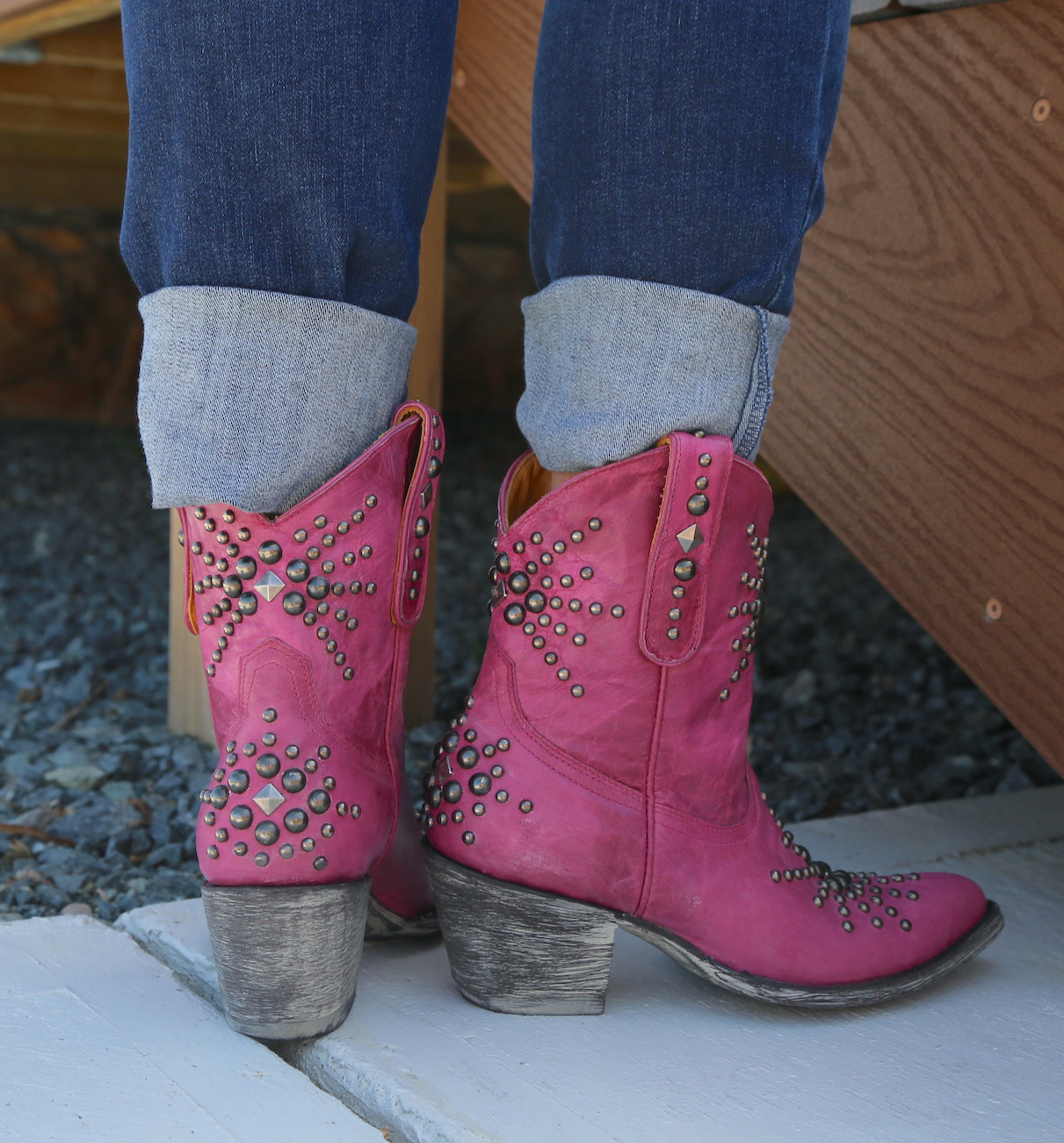 OLD GRINGO 刺繍 星スター 本革レザー 総柄 ウエスタンブーツ ピンク NEVADA |WOMENS| Old Gringo