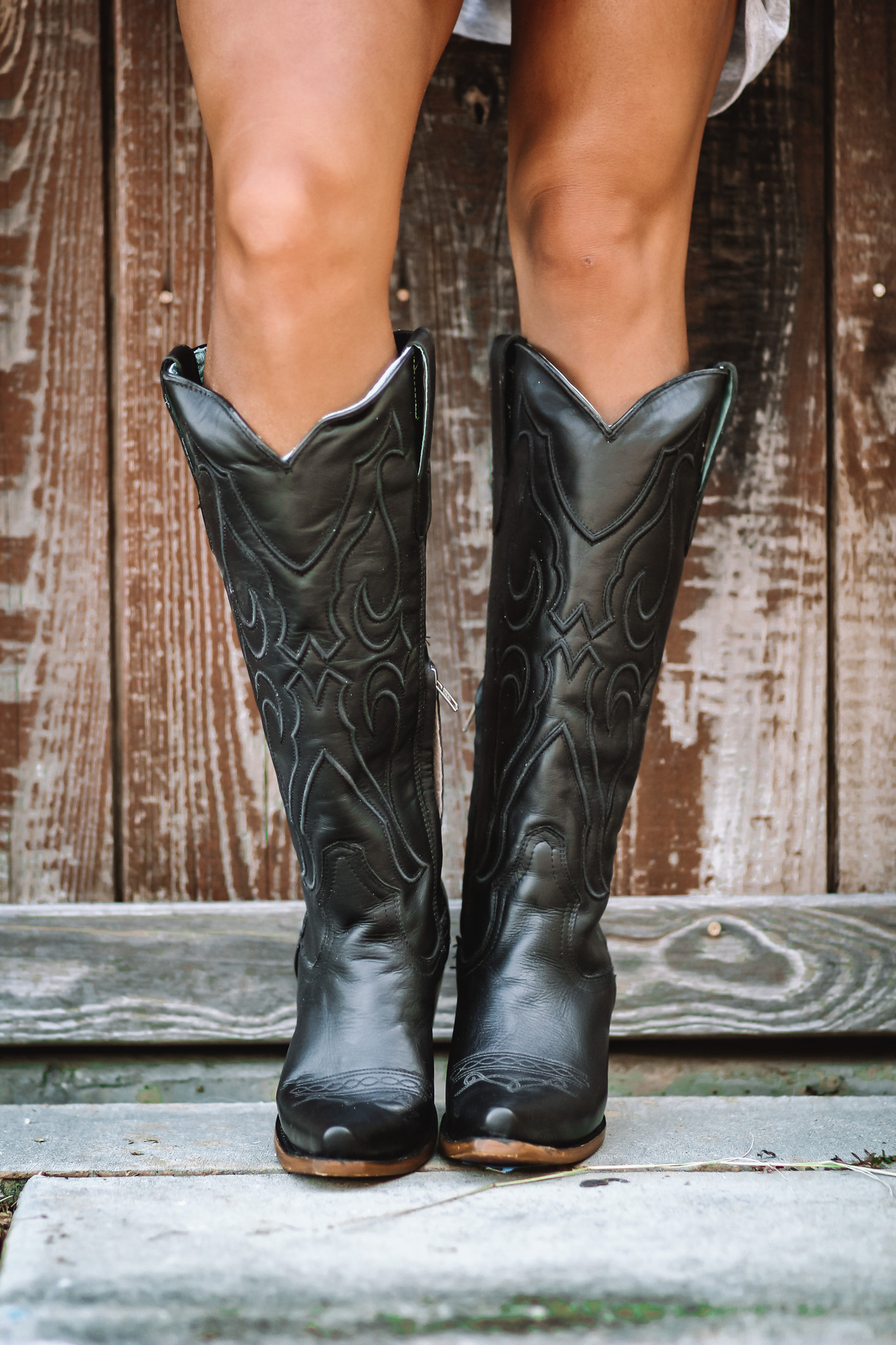Corral Black Tall Top Stitch and Inlay Boot Z5075