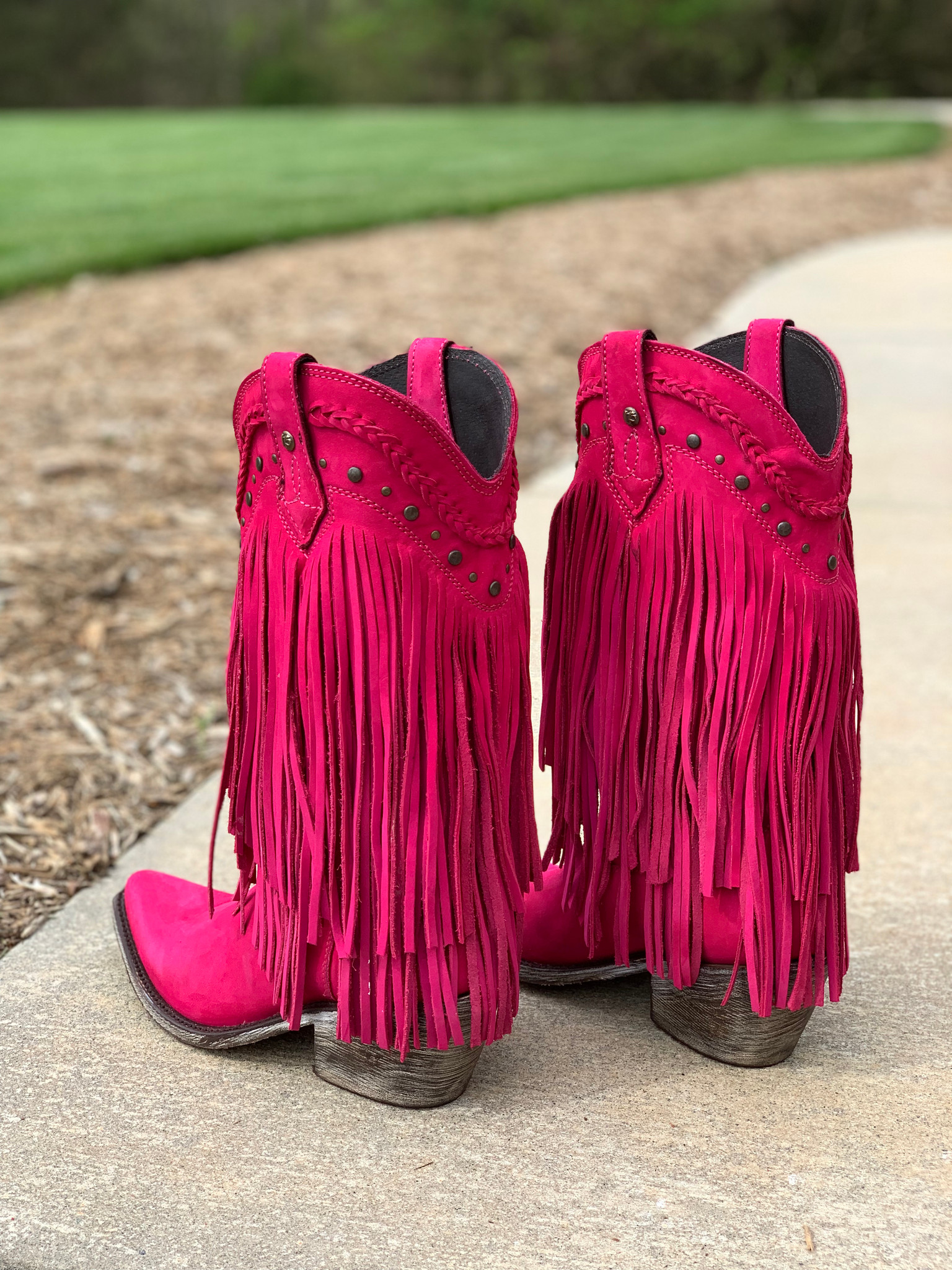 LB712953AC LIBERTY BLACK Ophelia Fuchsia Pink Fringe Boots