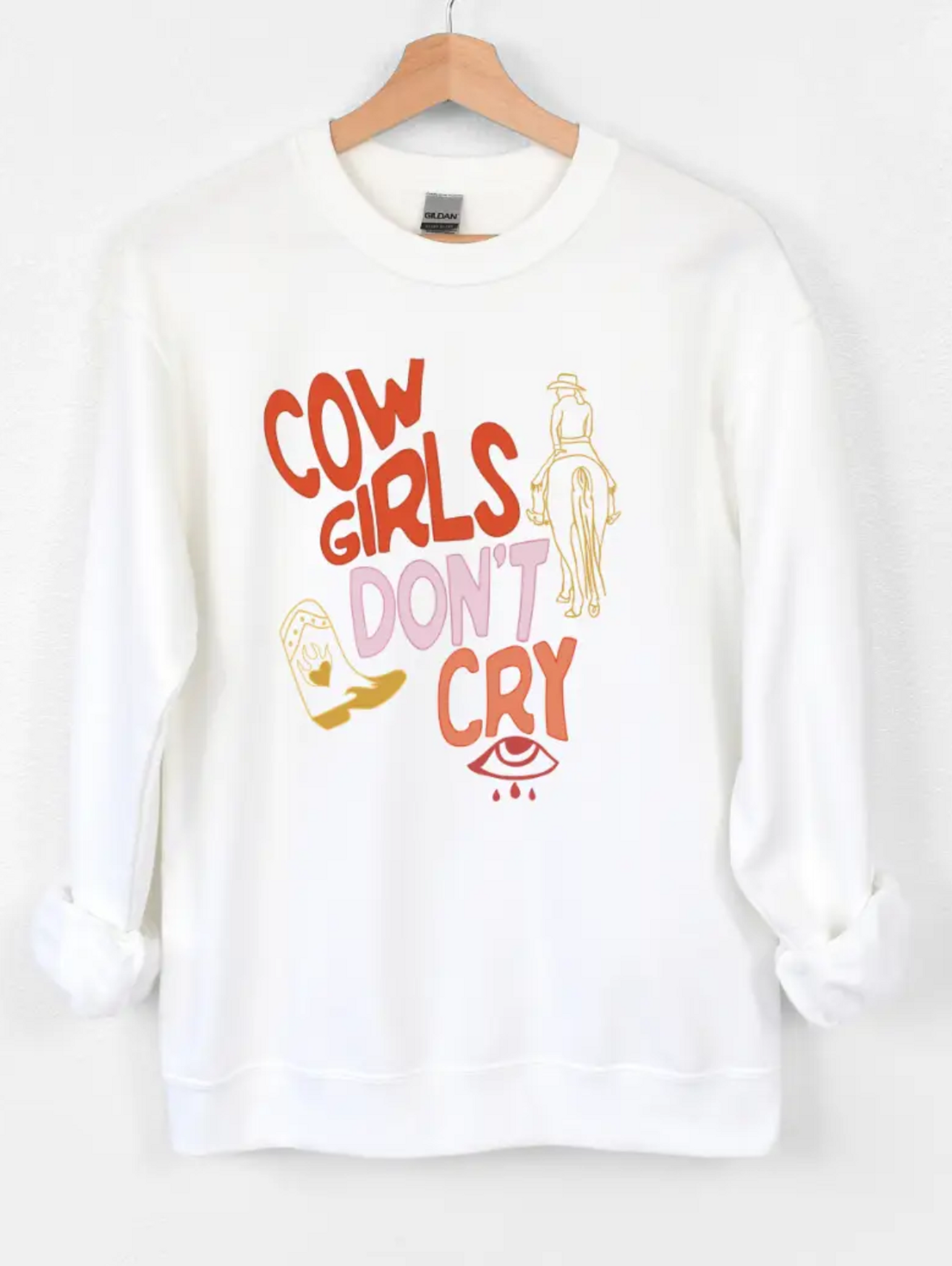 Cowgirls Don't Cry Crewneck White