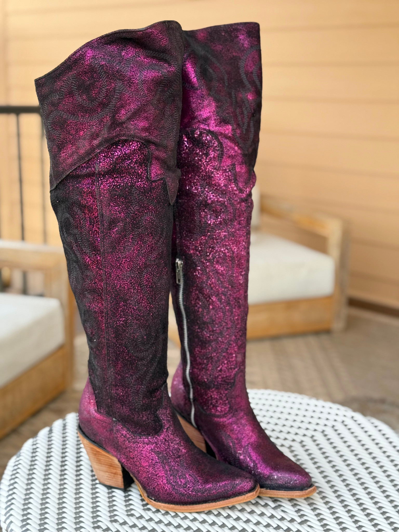 Corral Black Purple Metallized Scrunchable Tall Top Z5241 - Main Image