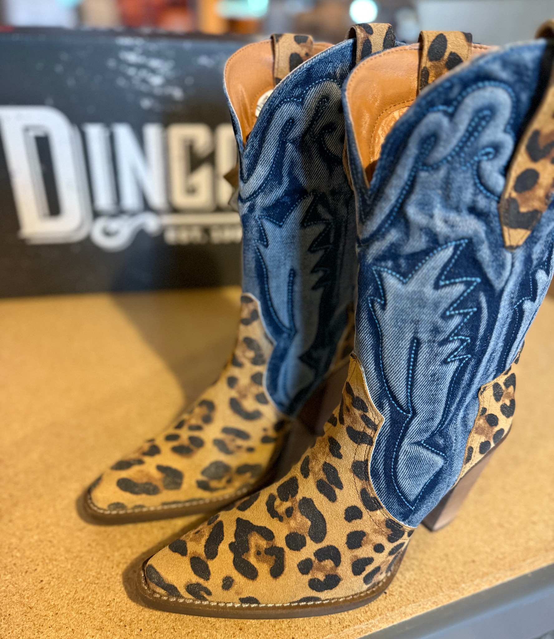 Dingo by Dan Post Tipsy Bootie Leopard Denim DI2247