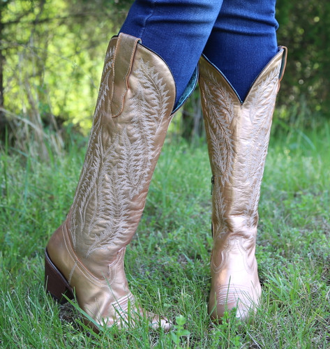 Corral Gold Embroidery Tall Top Boots E1380 Toe